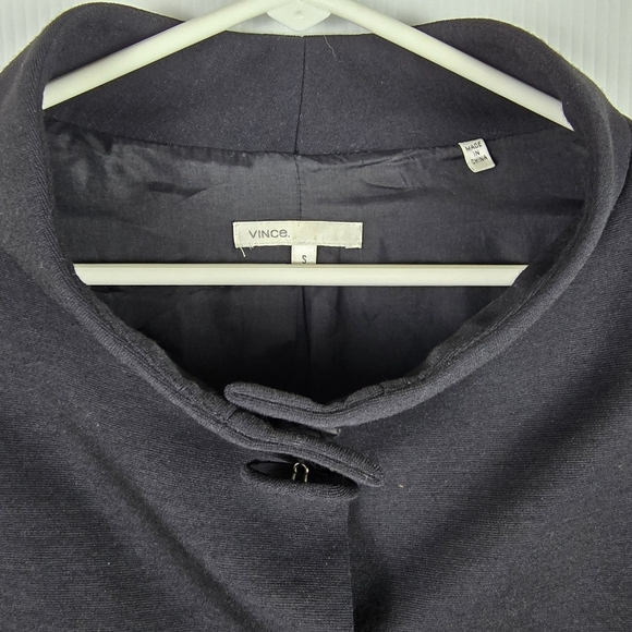 Vince Womens Black Cropped JacketSmall Button DetailRuched Sleeve Stand UpCollar - Picture 5 of 15